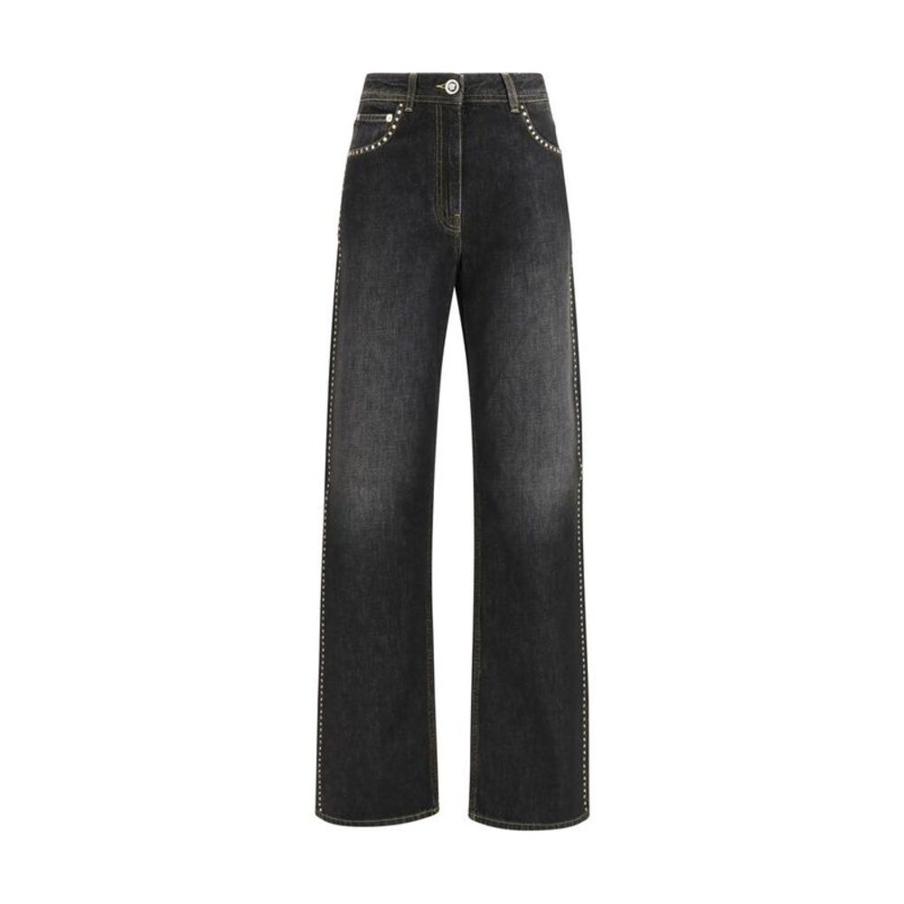 Versace Black Cotton Straight-Leg Women's Jeans